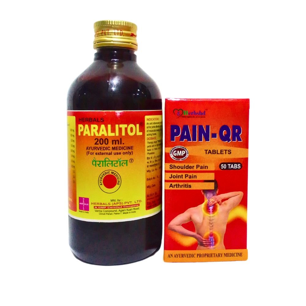 Ayurvedic Paralitol massage oil & Pain-QR Tablets helps to relieve inflammation, pain.