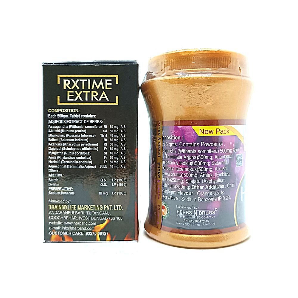 Ayurvedic Rxtime Extra Tablet and Harbo Gold Powder Reduces general weakness, physical stress, anxiety.