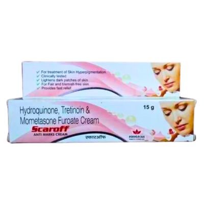 Scaroff anti marks cream for Hydroquinone in scaroff lightens the dark patches of skin.