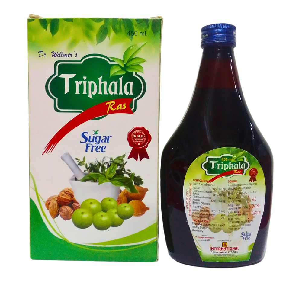 Triphala ras Sugar free syrup & health aim capsule is a traditional Ayurvedic herbal formulation consisting of three fruits