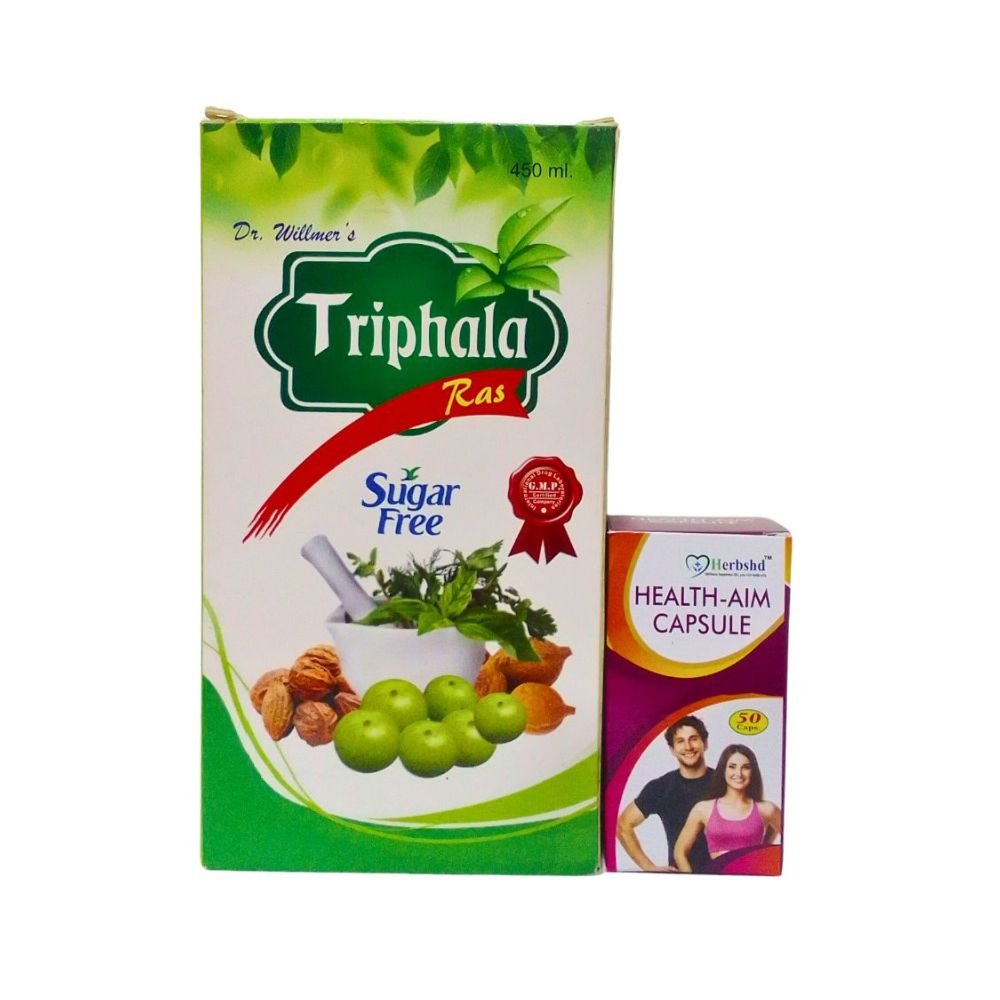 Triphala ras Sugar free syrup & health aim capsule is a traditional Ayurvedic herbal formulation consisting of three fruits