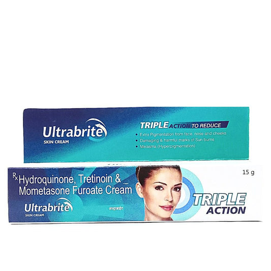 Ultrabrite Triple Action Skin Cream is a combination of three drugs – hydroquinone, mometasone and tretinoin