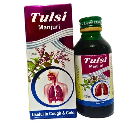Tulsi Manjuri syrup is a herbal cough syrup made from a combination of herbs and natural ingredients