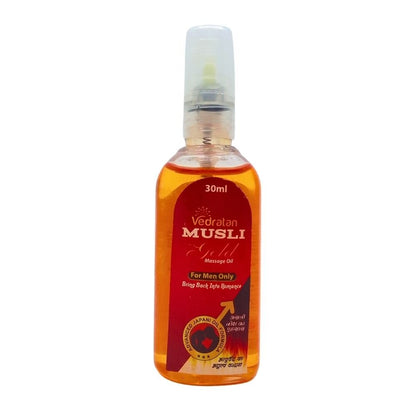 Vedratan Musli Gold Massage Oil For men only bring back into romance ,& this massage oil is indicated for use by men.