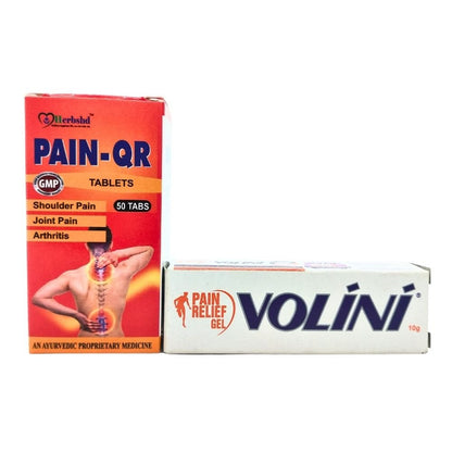 Volini ointment (Volini gel) & Pain QR tablet for all pain relief gel that is commonly used to treat muscular pains.